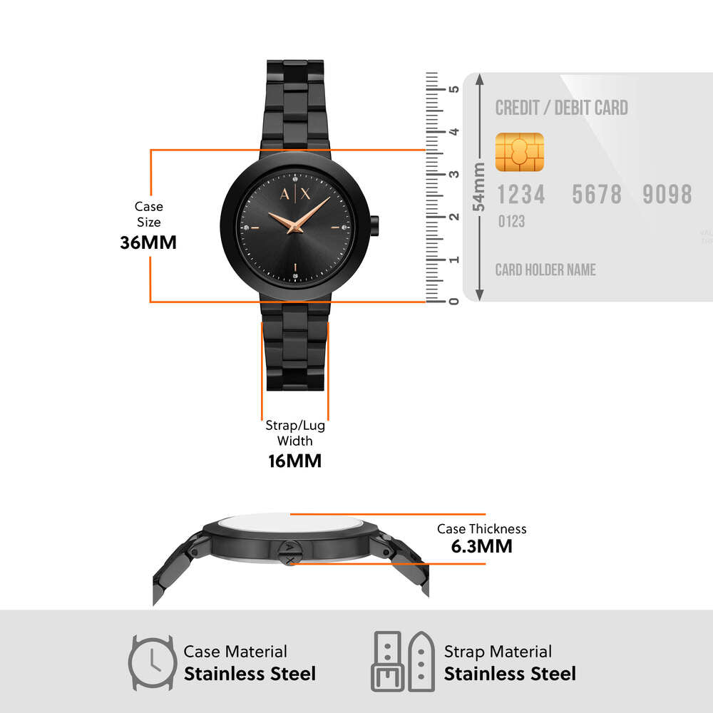 Two-Hand Black Stainless Steel Watch