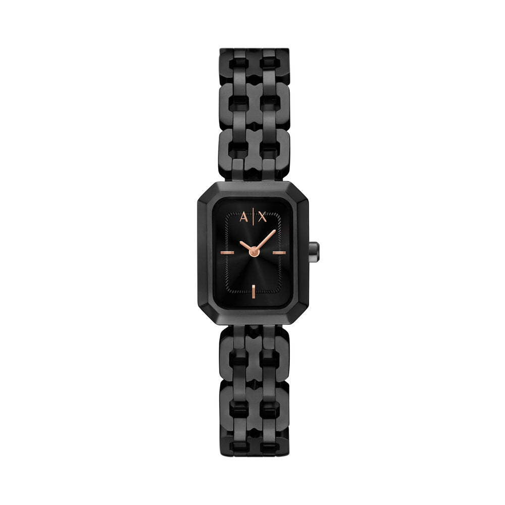 Two-Hand Black Stainless Steel Watch