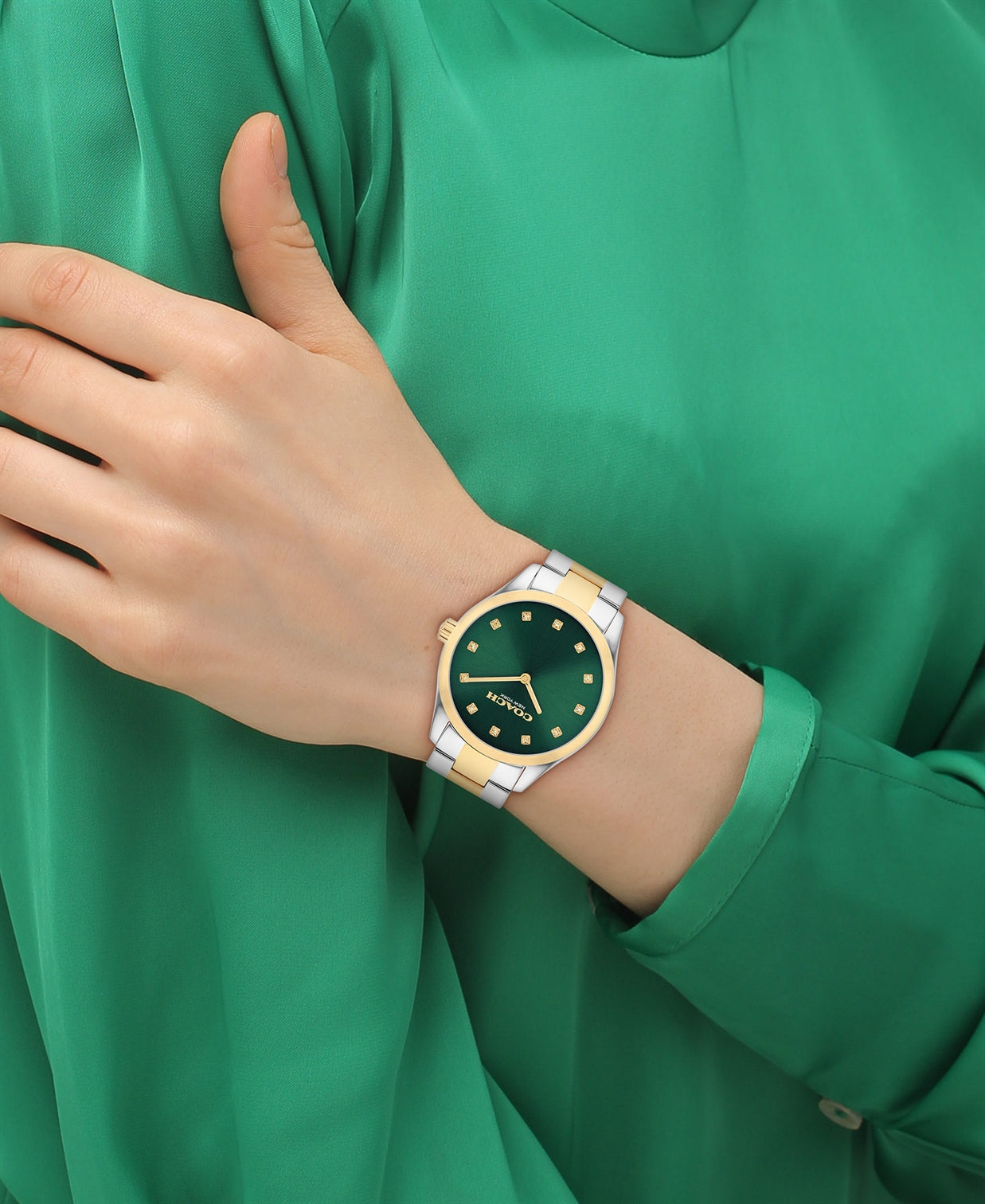 Brooks Women Quartz Green Dial Analog Stainless Steel Watch