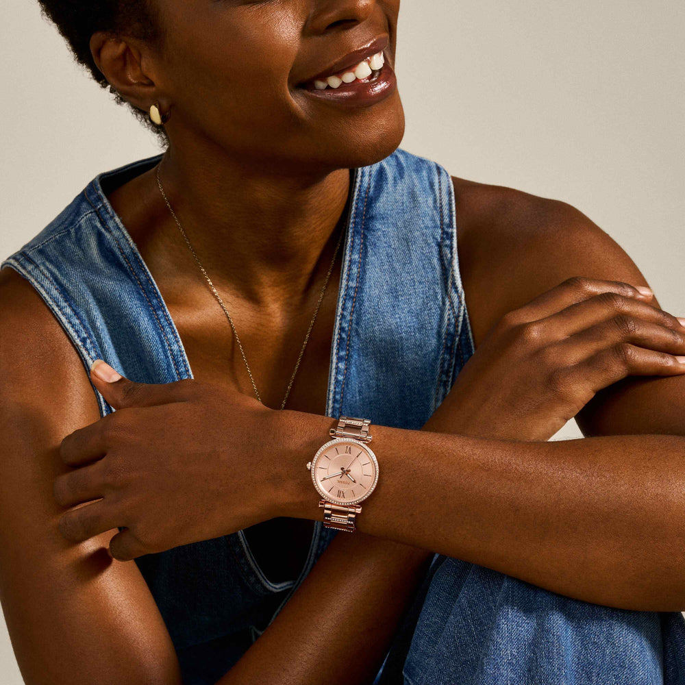 Carlie Three-Hand Rose Gold-Tone