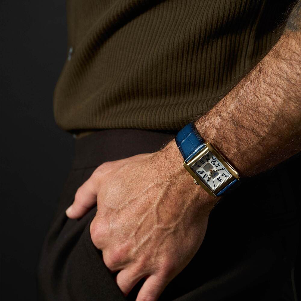 Carraway Three-Hand Navy Croco