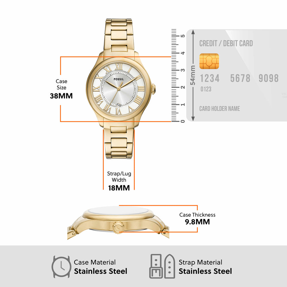 Gilmore Three-Hand Date Gold-Tone