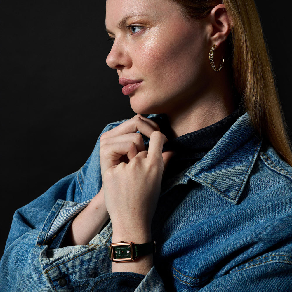 Raquel Three-Hand Date Green Croco LiteHide™