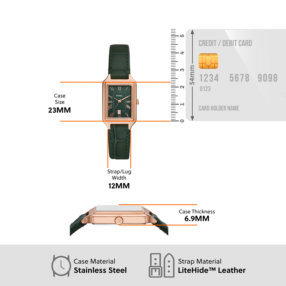 Raquel Three-Hand Date Green Croco LiteHide™