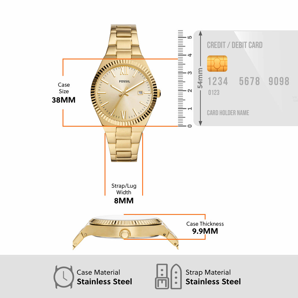 Scarlette Three-Hand Date Gold-Tone