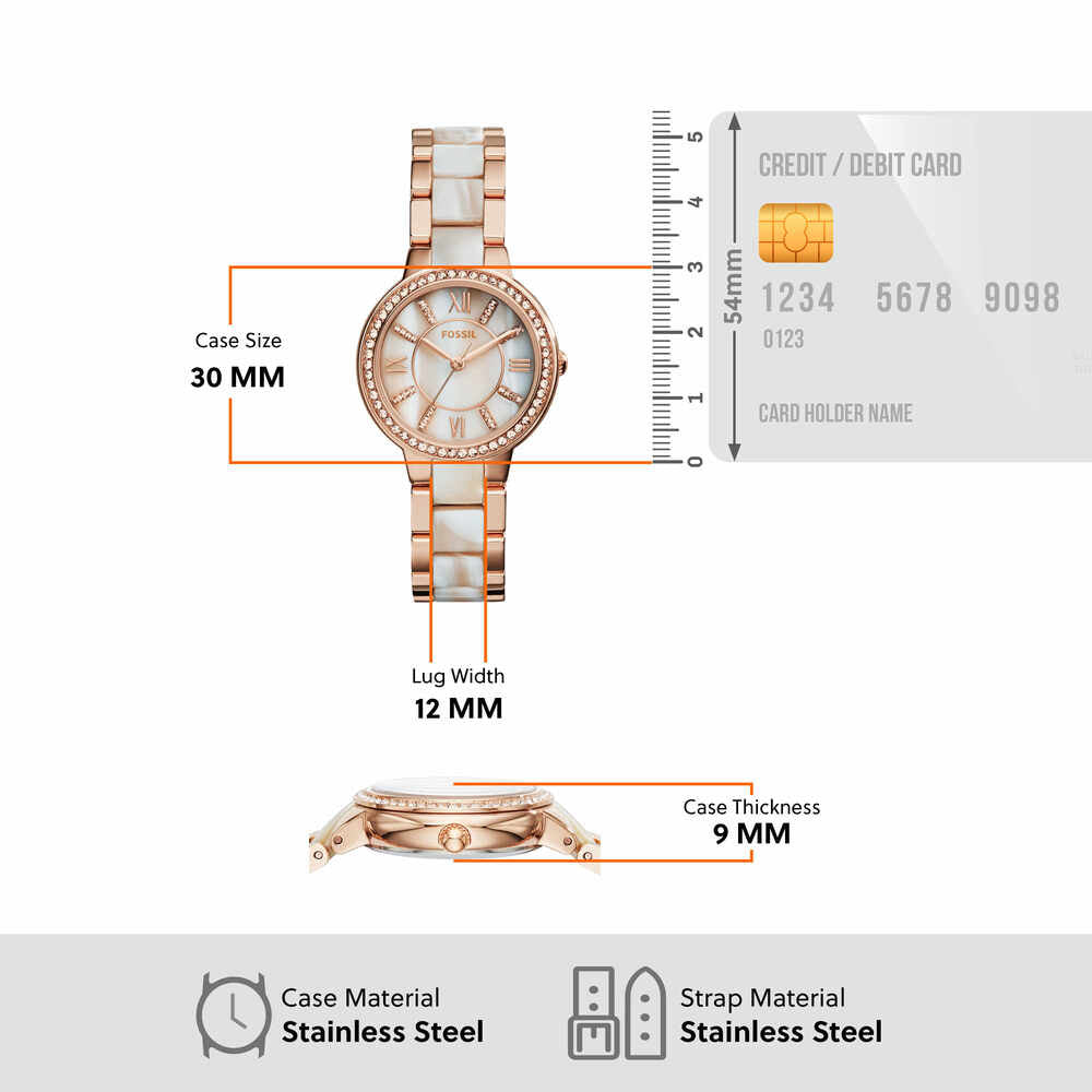 Virginia Three-Hand Day-Date Rose Gold-Tone and Horn Acetate
