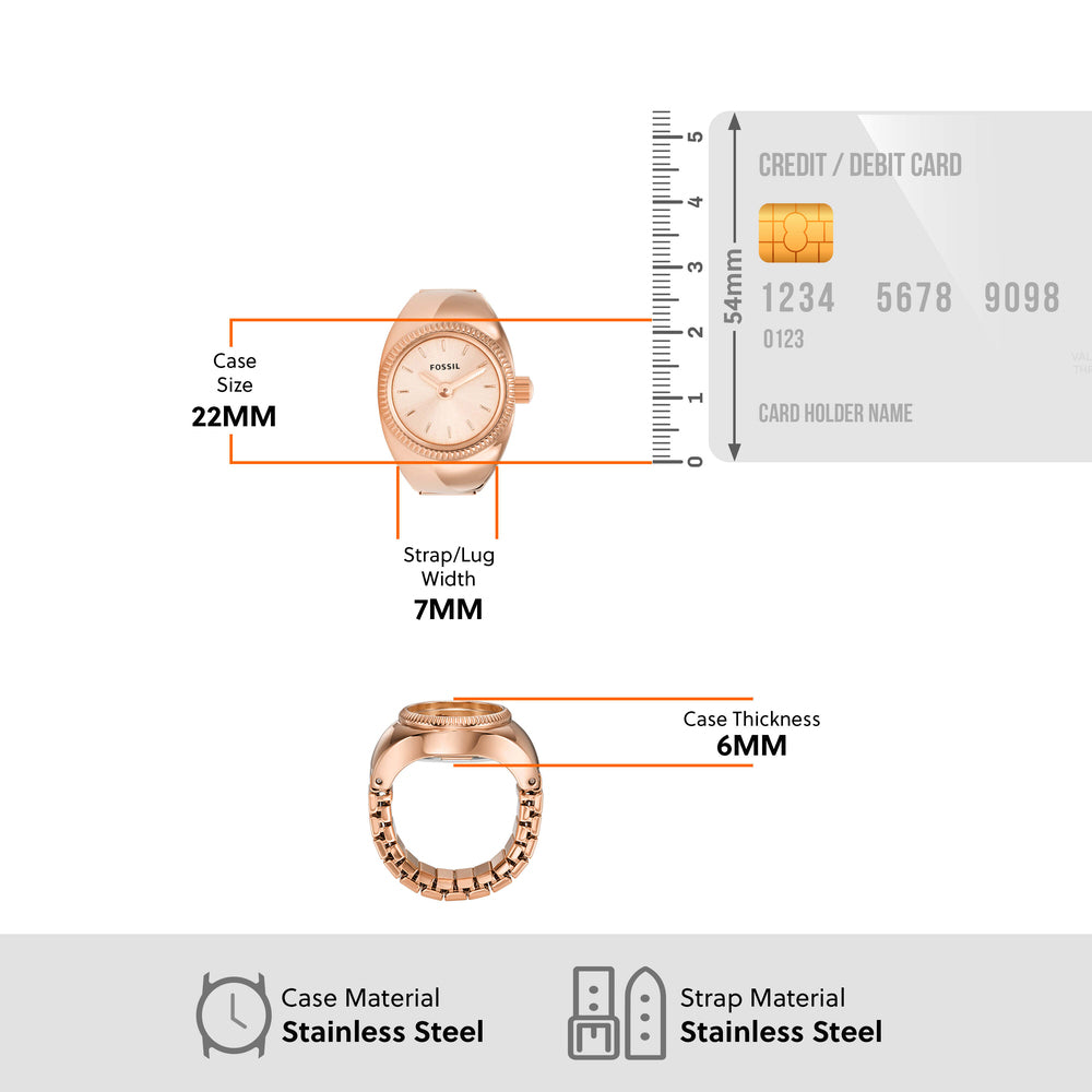 Watch Ring Two-Hand Rose Gold-Tone