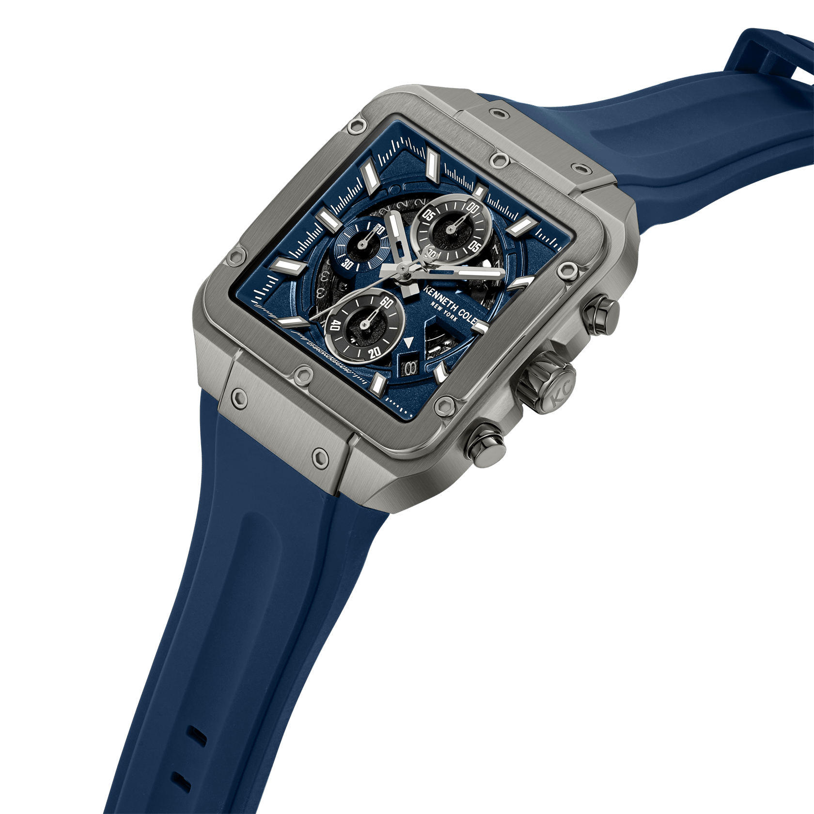 kenneth cole sport quartz blue square dial men's watch kcwgo0065501mnw