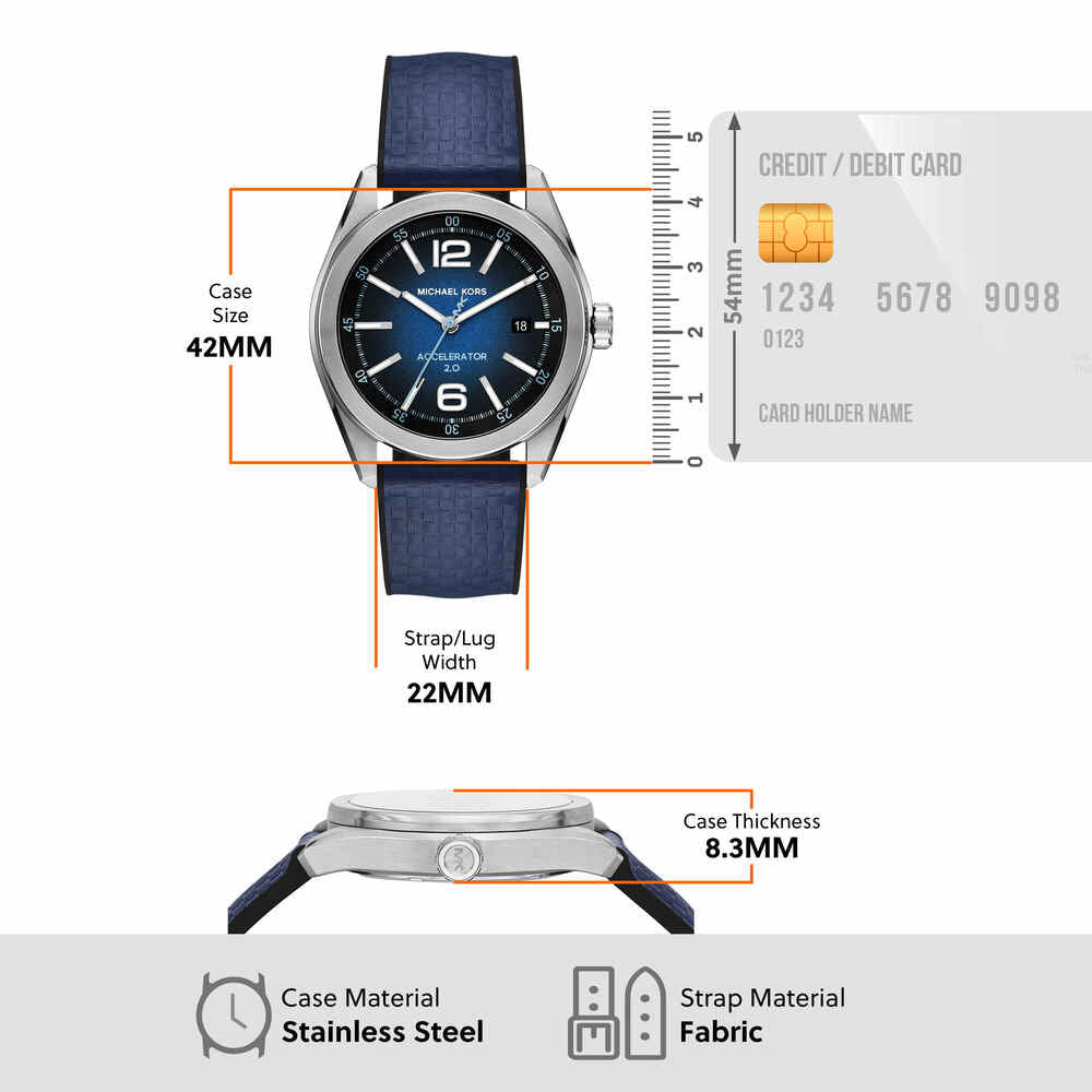Accelerator 2.0 Three-Hand Date Blue Nylon and Silicone Watch
