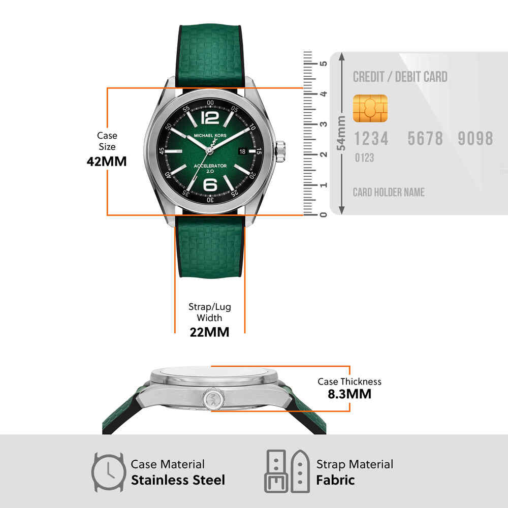 Accelerator 2.0 Three-Hand Date Green Nylon and Silicone Watch