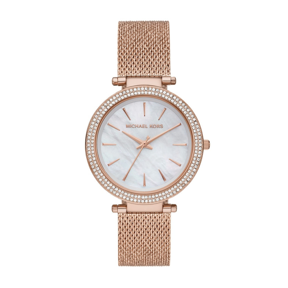 Darci Three-Hand Rose Gold Crystal Watch