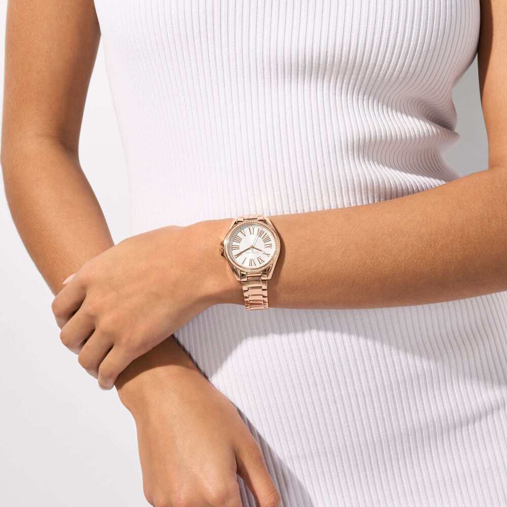 Kacie Three-Hand Rose Gold-Tone Stainless Steel Watch