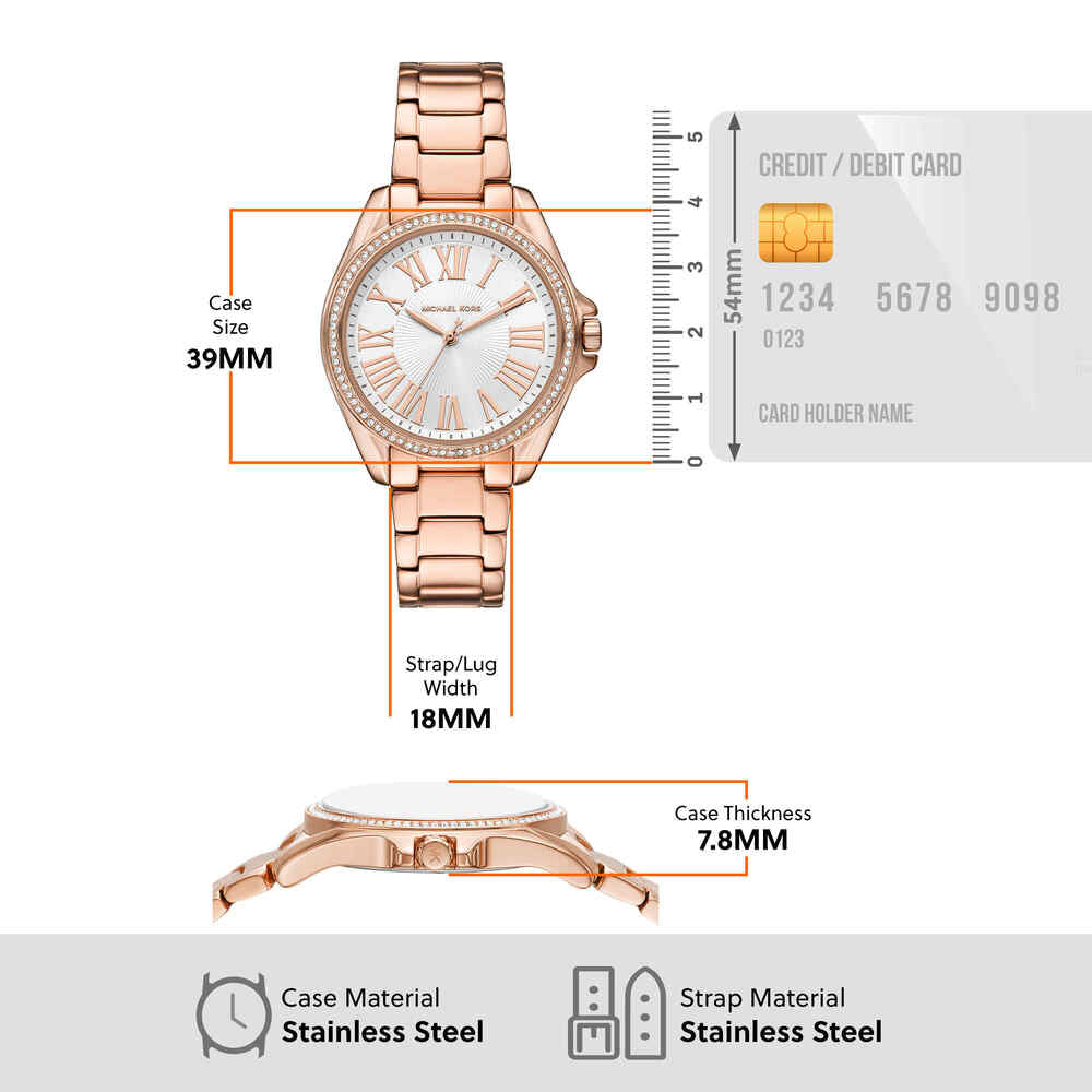 Kacie Three-Hand Rose Gold-Tone Stainless Steel Watch