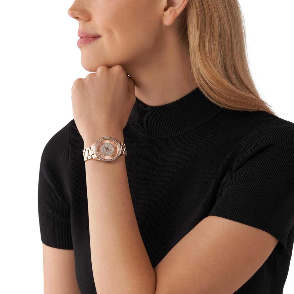 Lauryn Three-Hand Rose Gold-Tone Stainless Steel Watch
