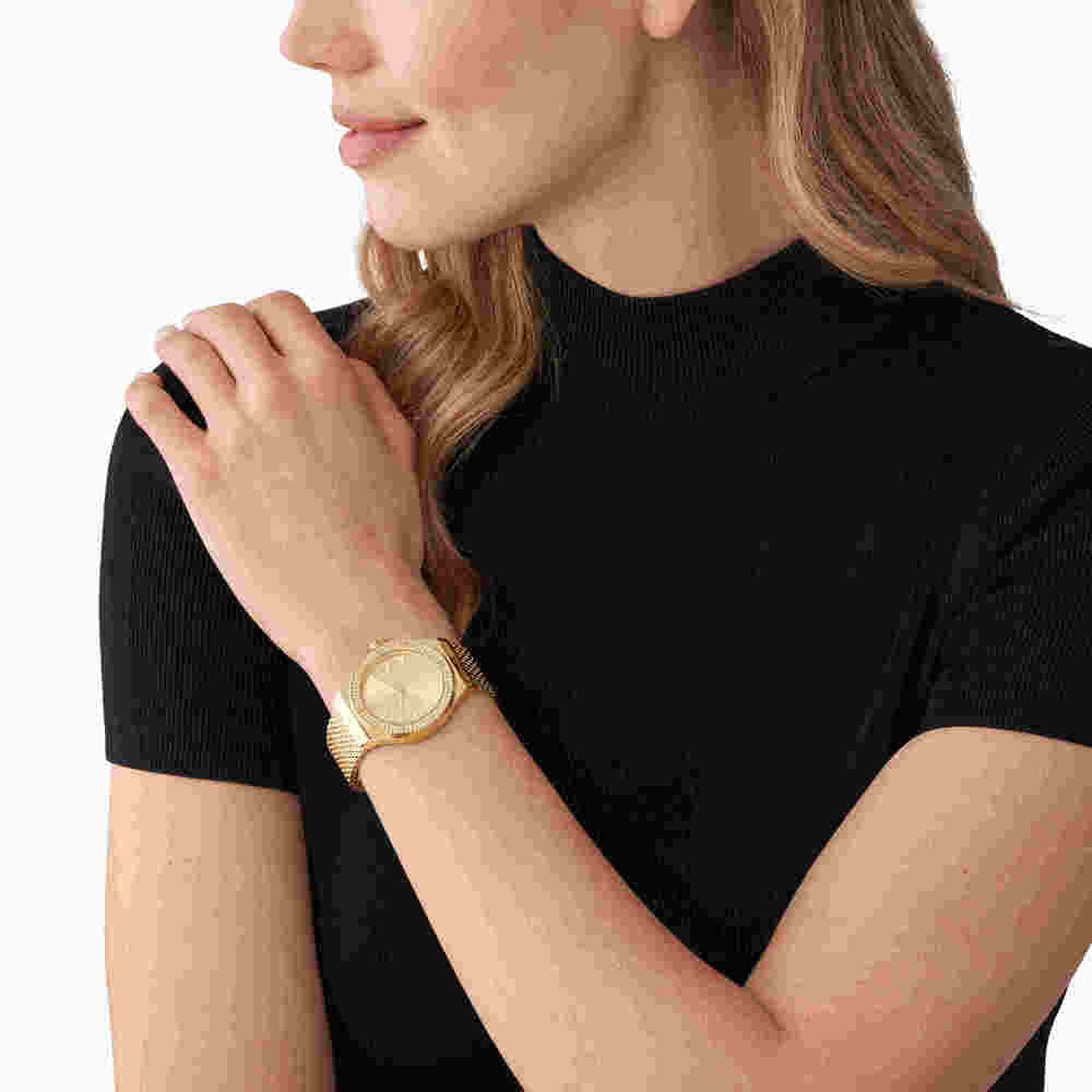 Lennox Three-Hand Gold-Tone Stainless Steel Mesh Watch