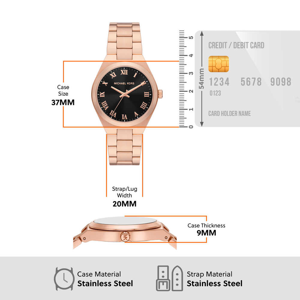 Lennox Three-Hand Rose Gold-Tone Stainless Steel Watch