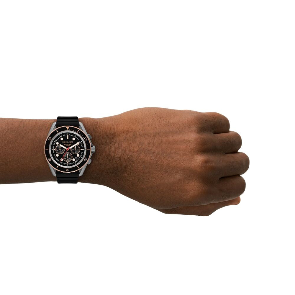 Maritime Chronograph Black Silicone Watch