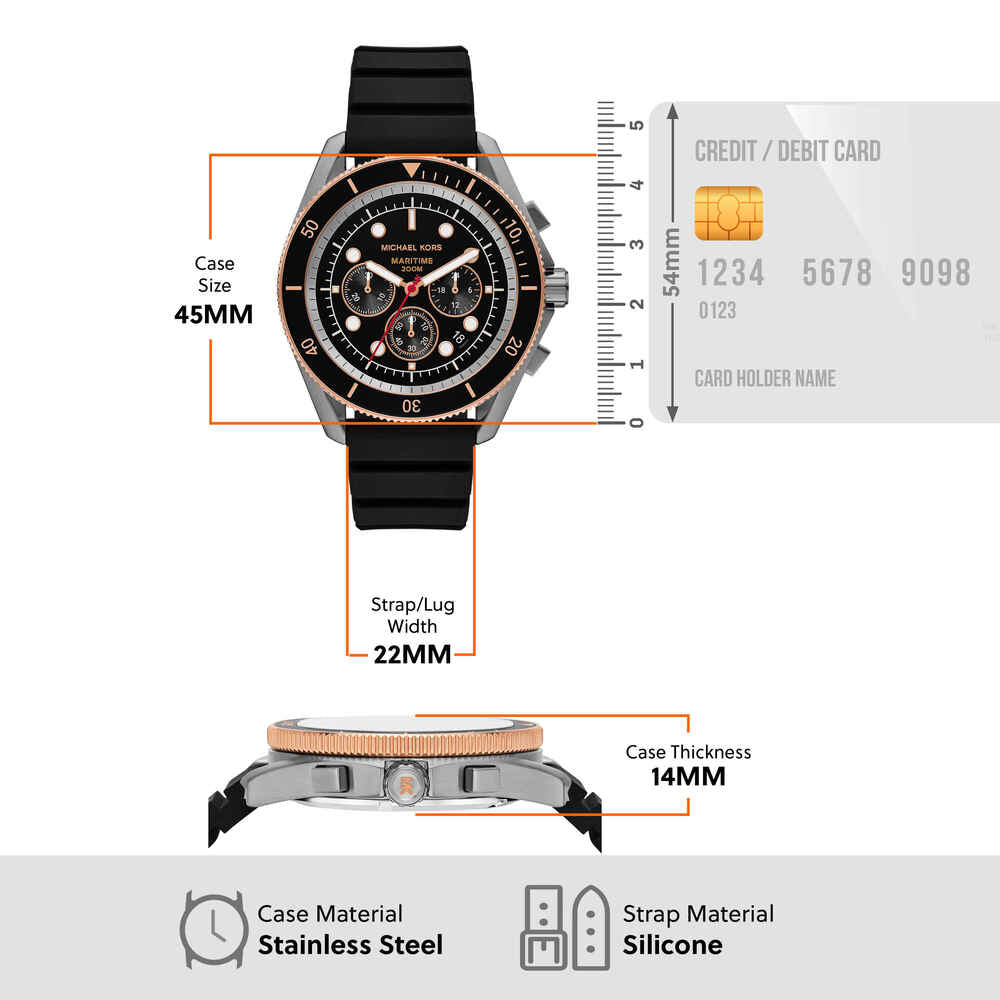 Maritime Chronograph Black Silicone Watch