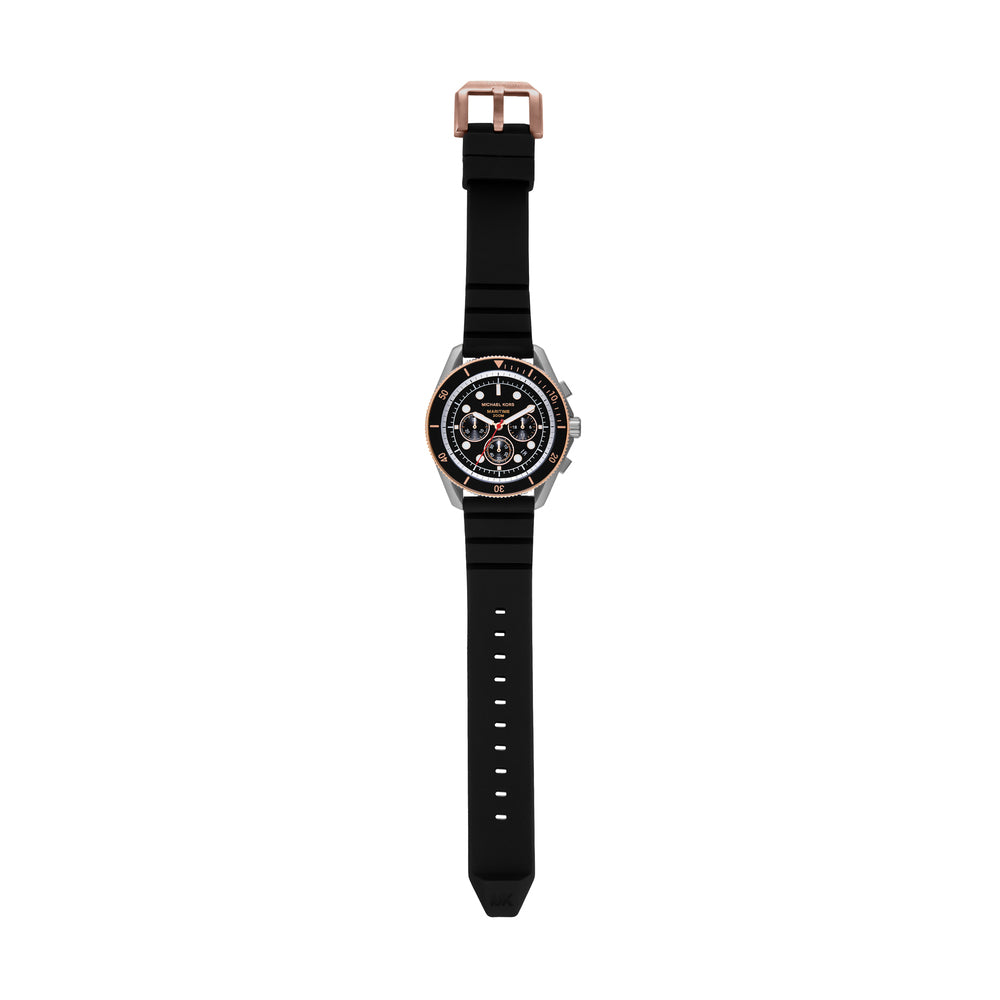 Maritime Chronograph Black Silicone Watch