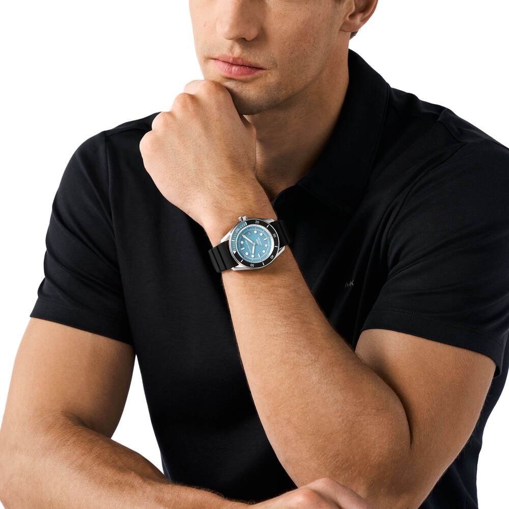 Maritime Three-Hand Date Black Silicone Watch
