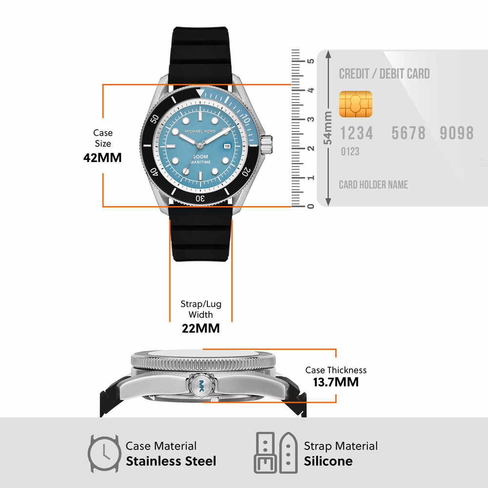 Maritime Three-Hand Date Black Silicone Watch