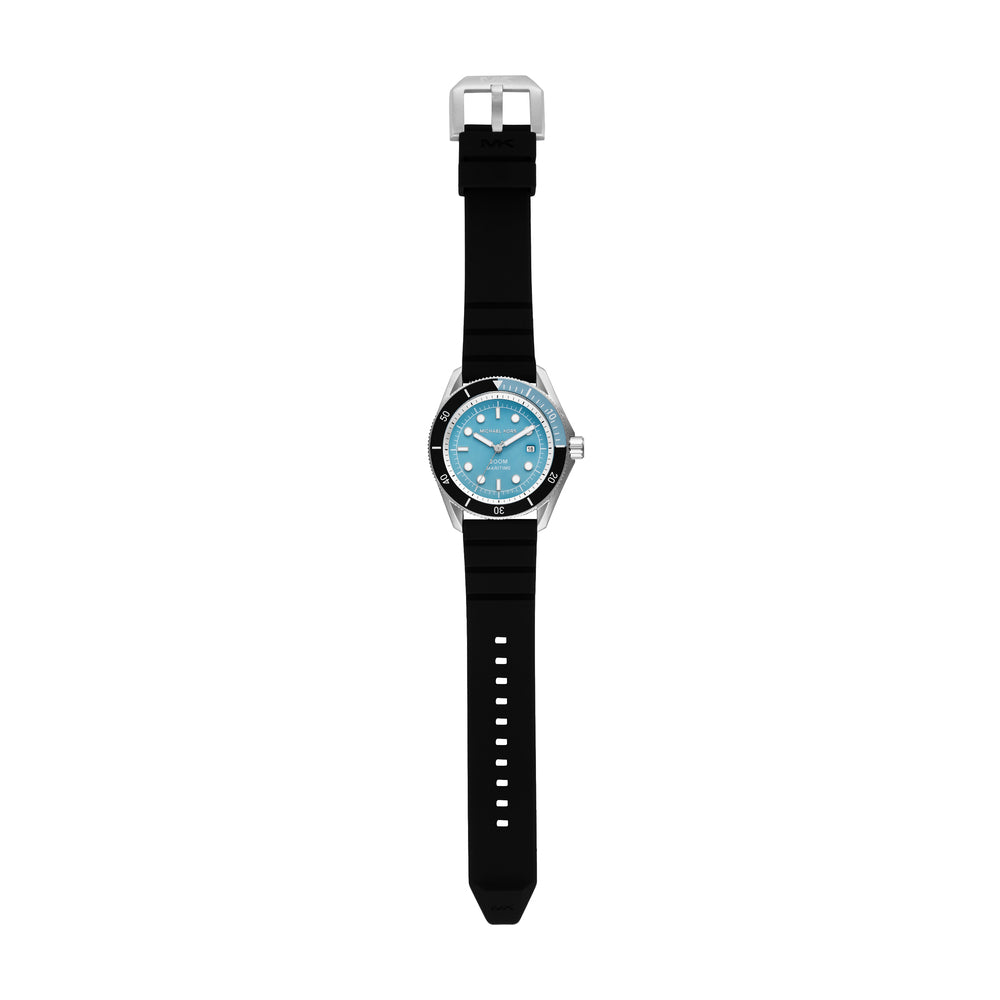 Maritime Three-Hand Date Black Silicone Watch