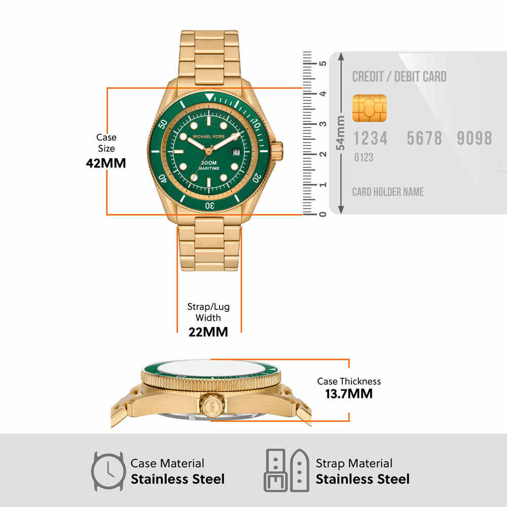 Maritime Three-Hand Date Gold-Tone Stainless Steel Watch