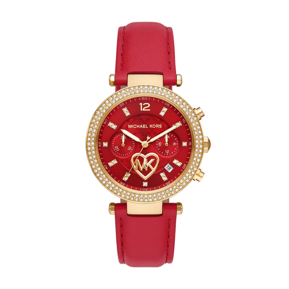 Parker Qixi Pavé Gold-Tone and Leather Watch