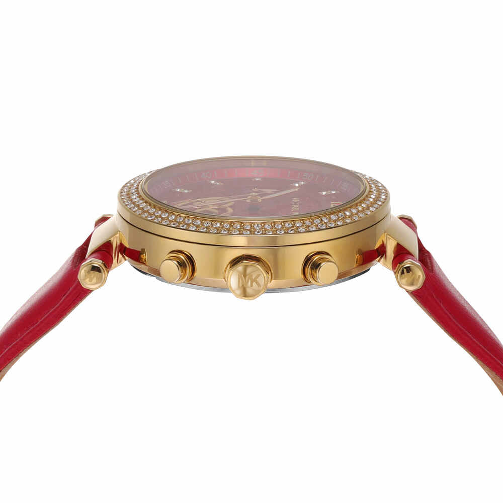 Parker Qixi Pavé Gold-Tone and Leather Watch