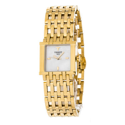 T-TREND SIX-T WHITE PEARL DIAL GOLD PVD 